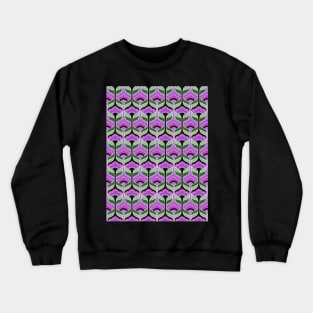 Purple and Green Bubble Flowers Seamless Pattern 1970s Inspired Crewneck Sweatshirt